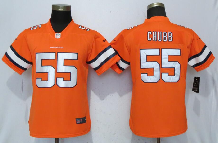 Women Denver Broncos #55 Chubb Navy Orange Color Rush Elite Player Nike NFL Jerseys->denver broncos->NFL Jersey